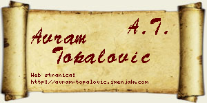 Avram Topalović vizit kartica